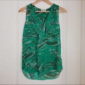 Aritzia Babaton 100% Silk Green Top